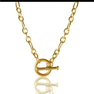 Gold Toggle Clasp Paperclip Necklace Stainless Steel Chunky Choker Waterproof